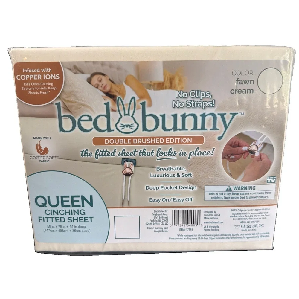 Bed Bunny Locking Fitted Bed Sheet As Seen On TV When Fawn Cream New